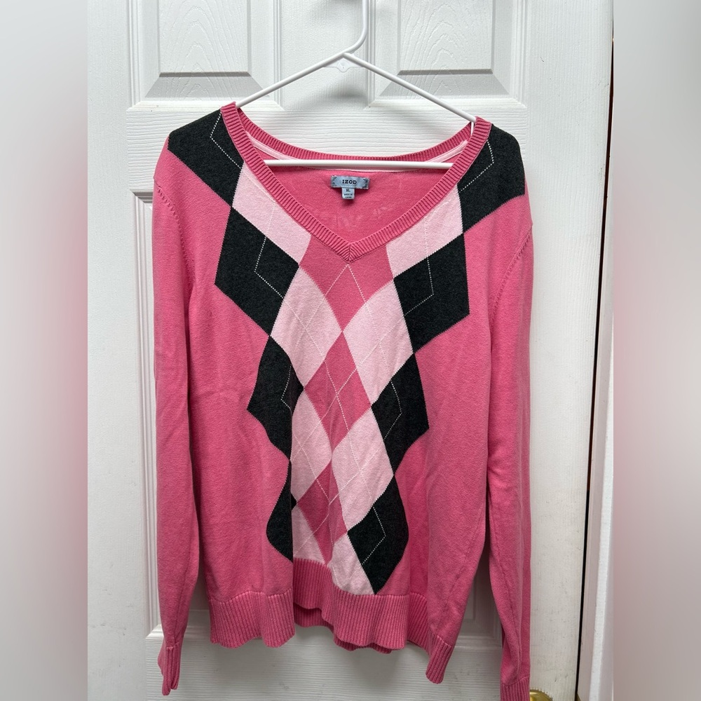 Izod pink argyle sweater XL school girl , daily wear